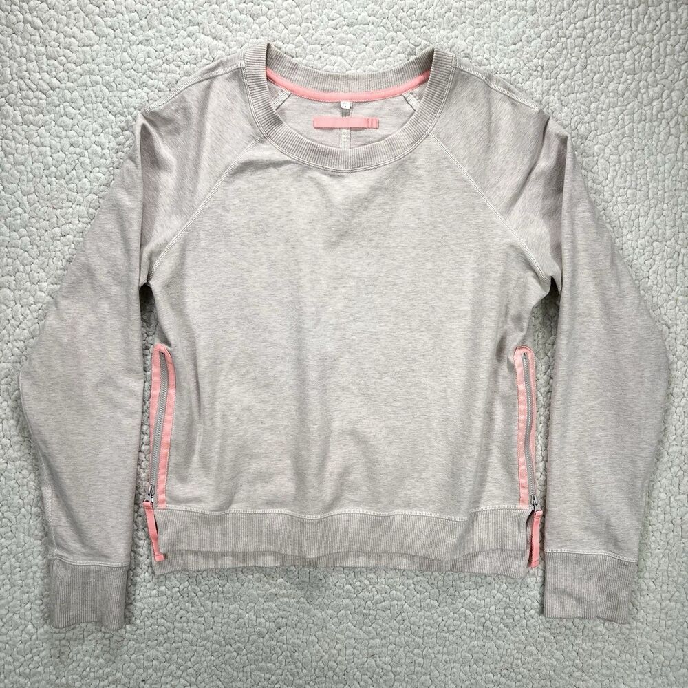 Lululemon Rejuvenate Pullover Women’s 8 Gray Pink Side Zip Sweatshirt Athliesure